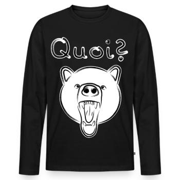 Ours Grizzli avec QUOI? - brillant - T-shirt manches longues Premium bio Homme - noir - Devant - Nico (187cm)