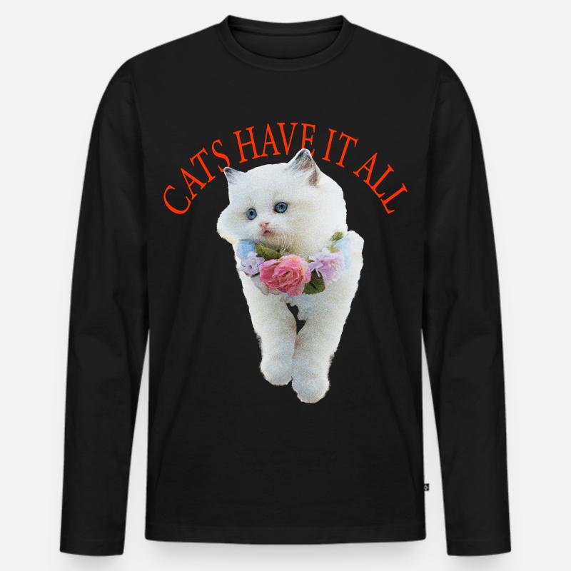 Sassy Katze - Männer Premium Bio Langarmshirt - Schwarz