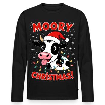 Ferme fermière de Noël en forme de vache - T-shirt manches longues Premium bio Homme - noir - Devant - Nico (187cm)