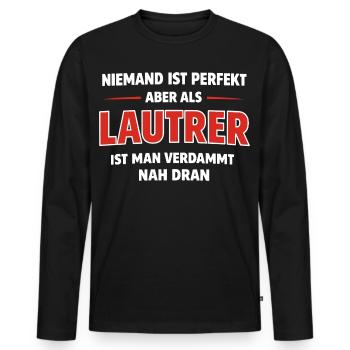 Nobody Is Perfect – Lautrer Fan Shirt Gift - Men's Premium Organic Long Sleeve Shirt - black - Front - Nico (187cm)