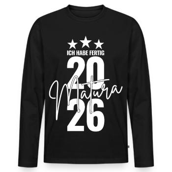 Matura 2026 I'm done - Men's Premium Organic Long Sleeve Shirt - black - Front - Nico (187cm)