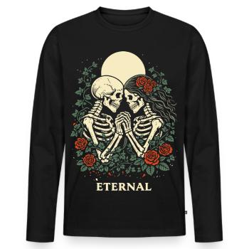 Eternal – Dark Love Skeleton Design in Gothic Style - Men's Premium Organic Long Sleeve Shirt - black - Front - Nico (187cm)