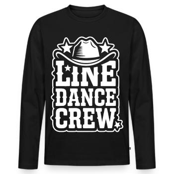 Line Dance Crew – Western Hut Logo - Männer Premium Bio Langarmshirt - Schwarz - Vorne - Nico (187cm)