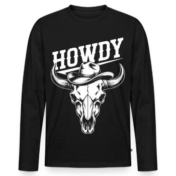 Danse en ligne Howdy Crâne de buffle de l’Ouest - T-shirt manches longues Premium bio Homme - noir - Devant - Nico (187cm)