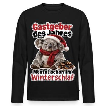 Gastgeber des Jahres, Mental schon im Winterschlaf - Männer Premium Bio Langarmshirt - Schwarz - Vorne - Nico (187cm)