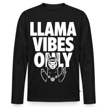 Vibrations de lama uniquement – Lama hippie - T-shirt manches longues Premium bio Homme - noir - Devant - Nico (187cm)