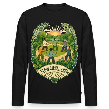 SLOW CIRCLE CREW Wolken - Männer Premium Bio Langarmshirt - Schwarz - Vorne - Nico (187cm)