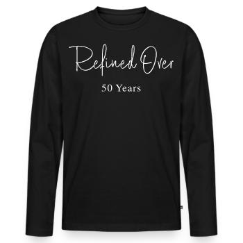 Refines in 50 Years Birthday Gift Idea - Men's Premium Organic Long Sleeve Shirt - black - Front - Nico (187cm)