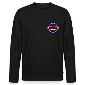 Neon Planet Sphere - Männer Premium Bio Langarmshirt - Schwarz - Vorne - Nico (187cm)