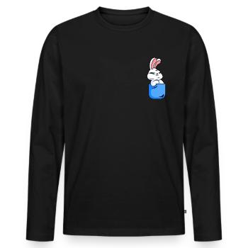 Lapin dans la poche de chemise - T-shirt manches longues Premium bio Homme - noir - Devant - Nico (187cm)