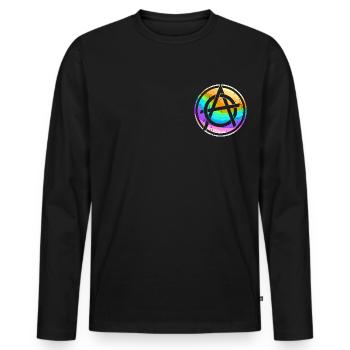 Buntes Anarchie Symbol Punk Logo Anarchisten - Männer Premium Bio Langarmshirt - Schwarz - Vorne - Nico (187cm)