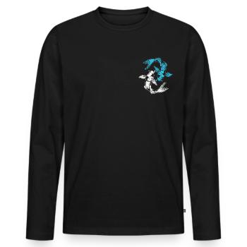 Karpfenangler und Koikarpfen Yin Yang Geschenk - Männer Premium Bio Langarmshirt - Schwarz - Vorne - Nico (187cm)