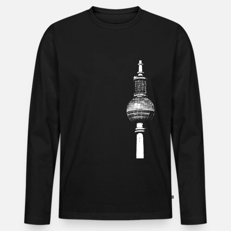 Fernsehturm Berlin Alex - Männer Premium Bio Langarmshirt - Schwarz
