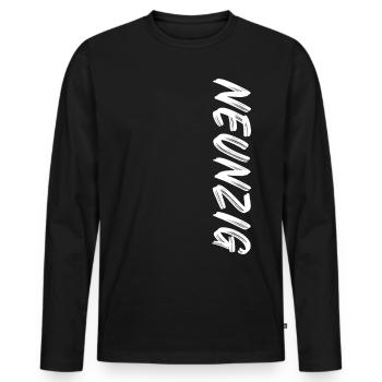 90 / Neunzig / 90. Geburtstag - Männer Premium Bio Langarmshirt - Schwarz - Vorne - Nico (187cm)