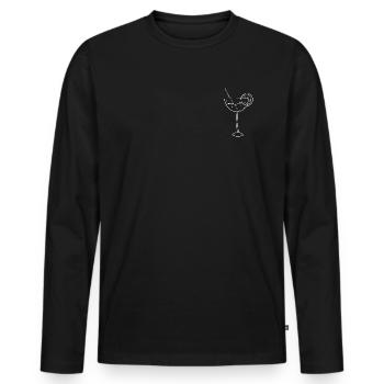 Cocktail glass on the left chest - Men's Premium Organic Long Sleeve Shirt - black - Front - Nico (187cm)