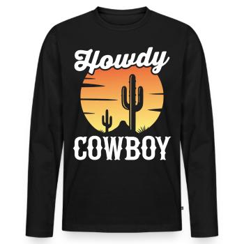 Salut Cowboy - T-shirt manches longues Premium bio Homme - noir - Devant - Nico (187cm)