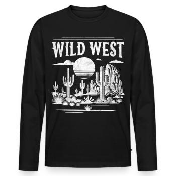 Wild West - Men's Premium Organic Long Sleeve Shirt - black - Front - Nico (187cm)