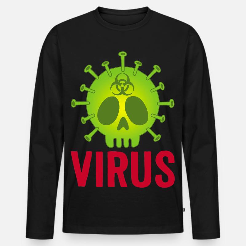 Todeskopf Virus - Männer Premium Bio Langarmshirt - Schwarz