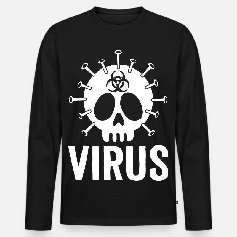 Virus-Schädel - Männer Premium Bio Langarmshirt - Schwarz