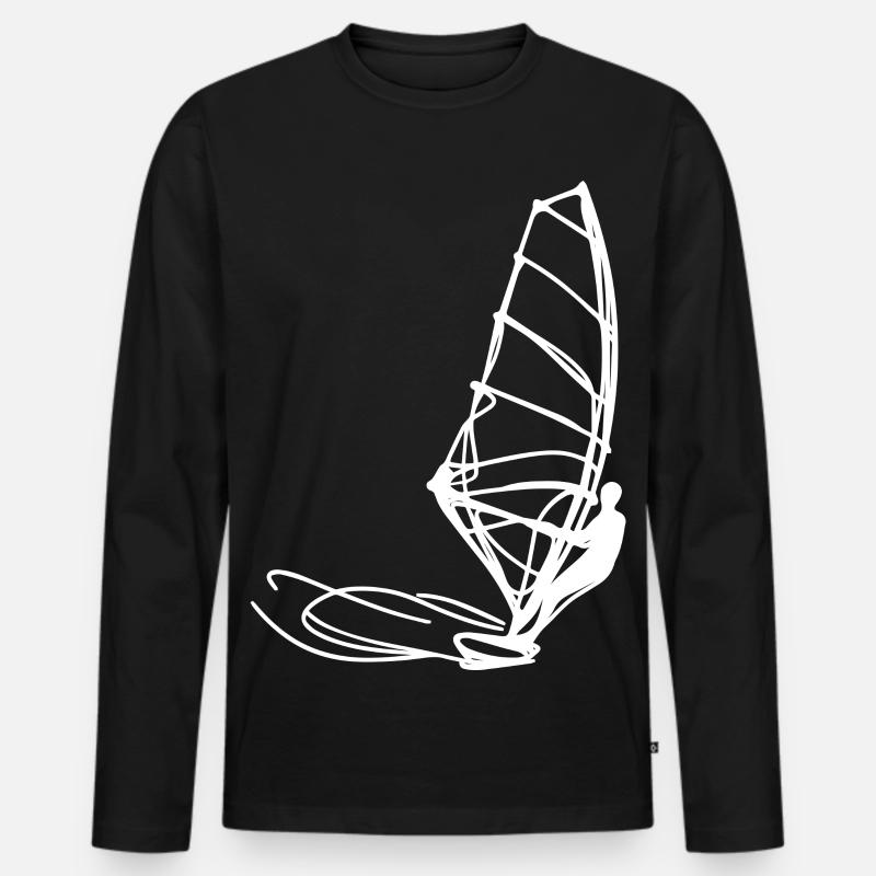 Windsurfer Zeichnung - Männer Premium Bio Langarmshirt - Schwarz