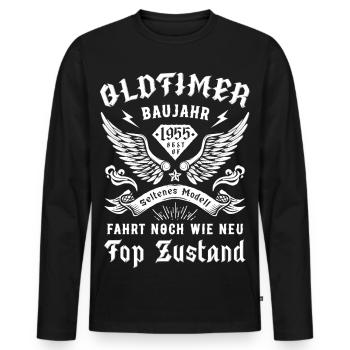 70th birthday 70 years of classic cars 1955 - Men's Premium Organic Long Sleeve Shirt - black - Front - Nico (187cm)
