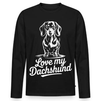 Motif de teckel préféré - T-shirt manches longues Premium bio Homme - noir - Devant - Nico (187cm)