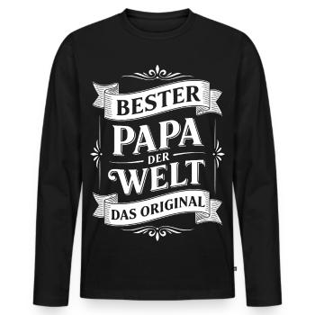 Best Dad in the World Gift Gift Idea - Men's Premium Organic Long Sleeve Shirt - black - Front - Nico (187cm)
