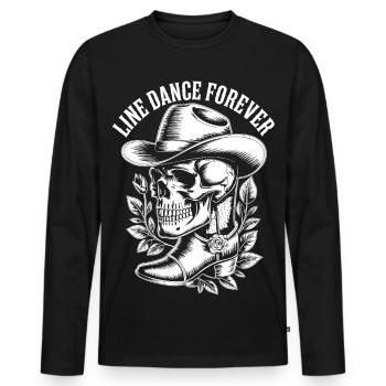 Line Dance Forever Skull - Men's Premium Organic Long Sleeve Shirt - black - Front - Nico (187cm)
