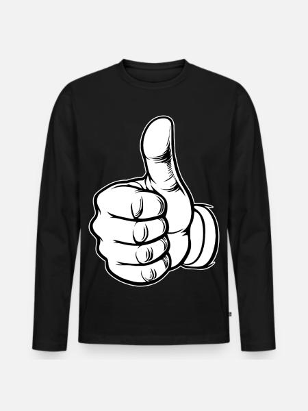 OK Daumenhoch Handsymbol - Männer Premium Bio Langarmshirt - Schwarz