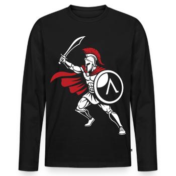 Guerrier Spartiate Épée Mascotte Spartan Strike - T-shirt manches longues Premium bio Homme - noir - Devant - Nico (187cm)