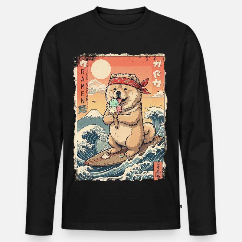 Chow Chow Kawaii - Männer Premium Bio Langarmshirt - Schwarz