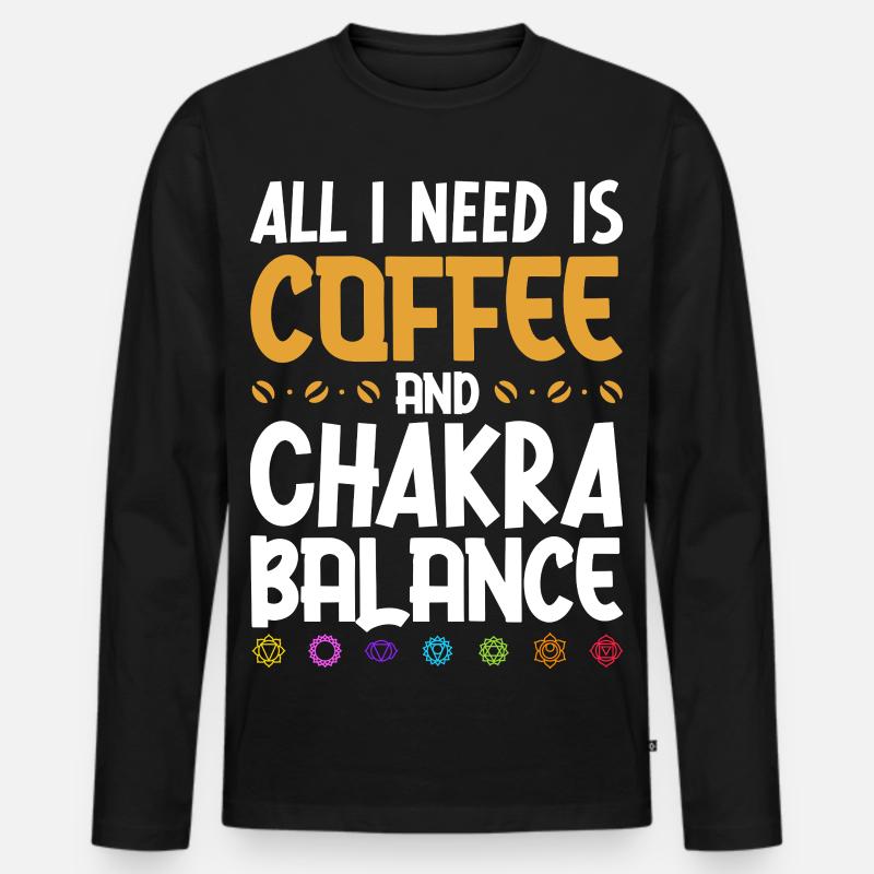 Kaffee und Energiefluss - Männer Premium Bio Langarmshirt - Schwarz