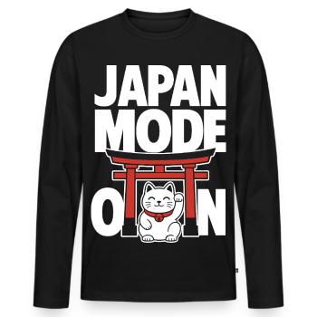 Japan Mode On Lucky Cat Design - Männer Premium Bio Langarmshirt - Schwarz - Vorne - Nico (187cm)