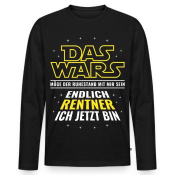 Rente Das wars - Endlich Rentner ich jetzt bin - Männer Premium Bio Langarmshirt - Schwarz - Vorne - Nico (187cm)