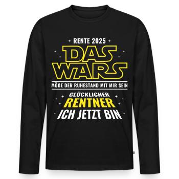 Rente 2025 Das wars - Glücklicher Rentner ich bin - Männer Premium Bio Langarmshirt - Schwarz - Vorne - Nico (187cm)