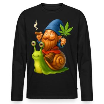 Cooler Zwerg kiffend auf Schnecke - Cannabis -Weed - Männer Premium Bio Langarmshirt - Schwarz - Vorne - Nico (187cm)