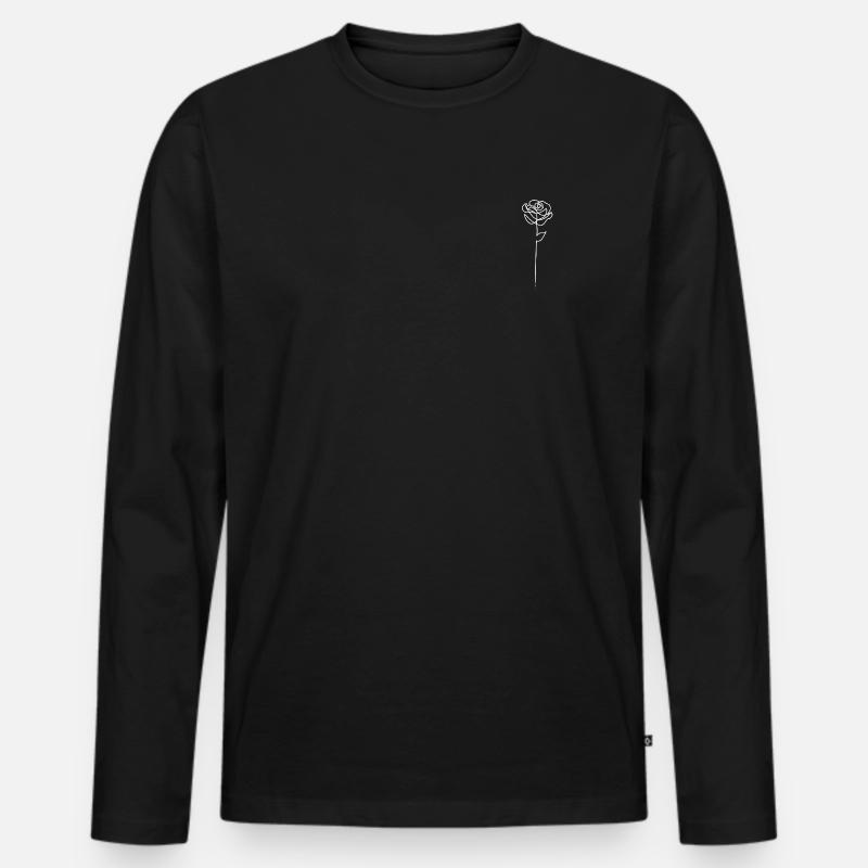Rose Blume style trendy - Männer Premium Bio Langarmshirt - Schwarz