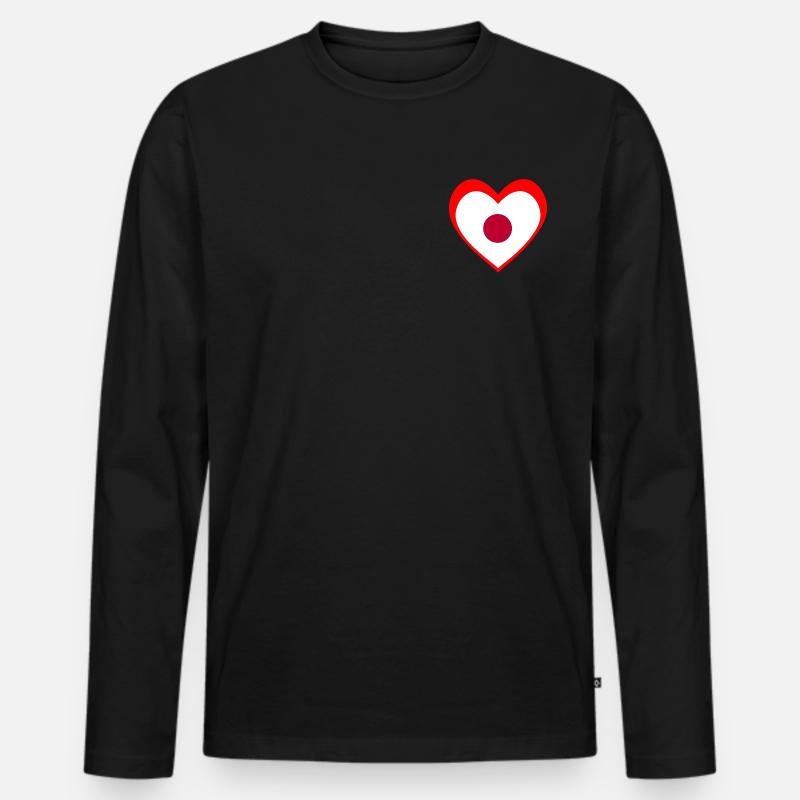 日本 ハート – 日本への愛 - Männer Premium Bio Langarmshirt - Schwarz