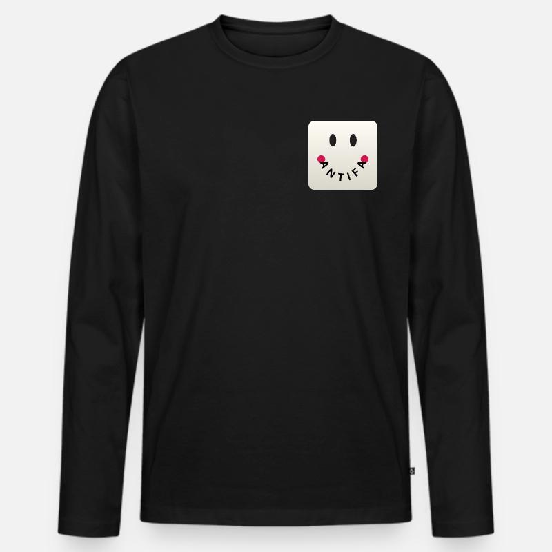 Friendly Antifa Greige | Gradient Design Smile - Männer Premium Bio Langarmshirt - Schwarz