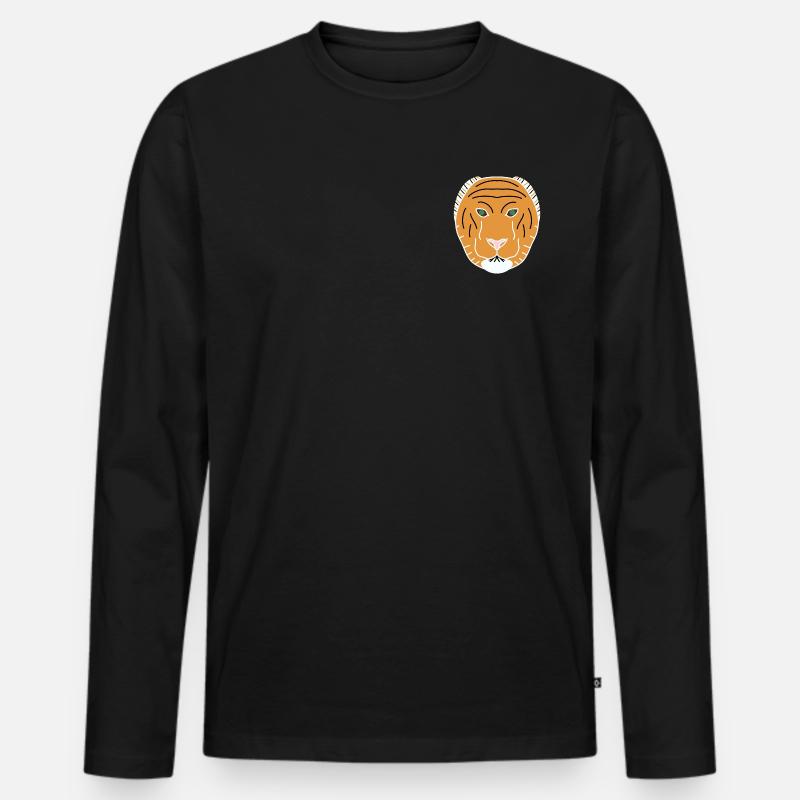 Oranger minimalistischer Tiger - Männer Premium Bio Langarmshirt - Schwarz