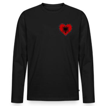 Albania Heart Flag - Men's Premium Organic Long Sleeve Shirt - black - Front - Nico (187cm)