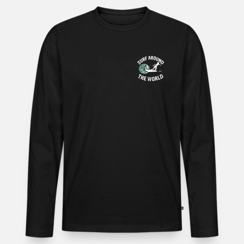 SURF around the World - Männer Premium Bio Langarmshirt - Schwarz