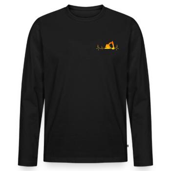 Excavator Driver Excavator Driver Heartbeat ECG - Men's Premium Organic Long Sleeve Shirt - black - Front - Nico (187cm)