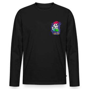 Punk skeleton with spray can graffiti artist - Men's Premium Organic Long Sleeve Shirt - black - Front - Nico (187cm)