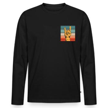 Rockmusik Rocker Symbol Retro Vintage Zeichen - Männer Premium Bio Langarmshirt - Schwarz - Vorne - Nico (187cm)