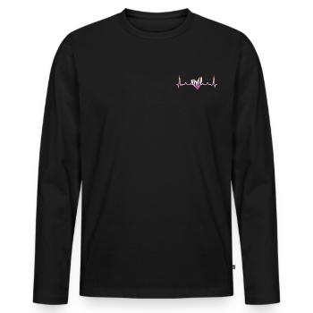 Lesbischer Herzschlag Herzfrequenz Lesbian Pride - Männer Premium Bio Langarmshirt - Schwarz - Vorne - Nico (187cm)