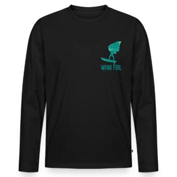 Wing Foil Wing Surf Geschenk Wassersport Foiler - Männer Premium Bio Langarmshirt - Schwarz - Vorne - Nico (187cm)