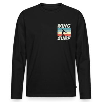 Wing Surf Silhouette Wing Foiler Wingfoiler - Men's Premium Organic Long Sleeve Shirt - black - Front - Nico (187cm)