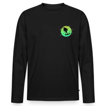 Vintage Wing Foil Wing Surf Geshcenk Retro Surfer - Men's Premium Organic Long Sleeve Shirt - black - Front - Nico (187cm)