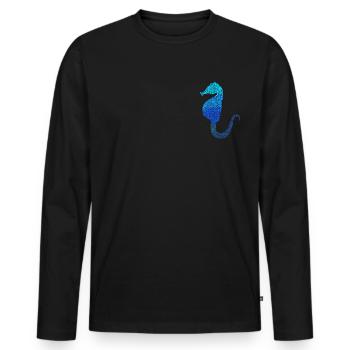 Hippocampe Mandala Hippocampe Cadeau - T-shirt manches longues Premium bio Homme - noir - Devant - Nico (187cm)